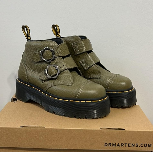 Dr. Martens Olive Green Platform Boots - Picture 9 of 10